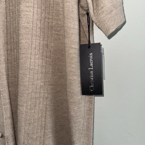 NWT Christian Lacroix Wool Knit Short Sleeve Button Up Brown Polo Shirt Men’s XL - Picture 8 of 8